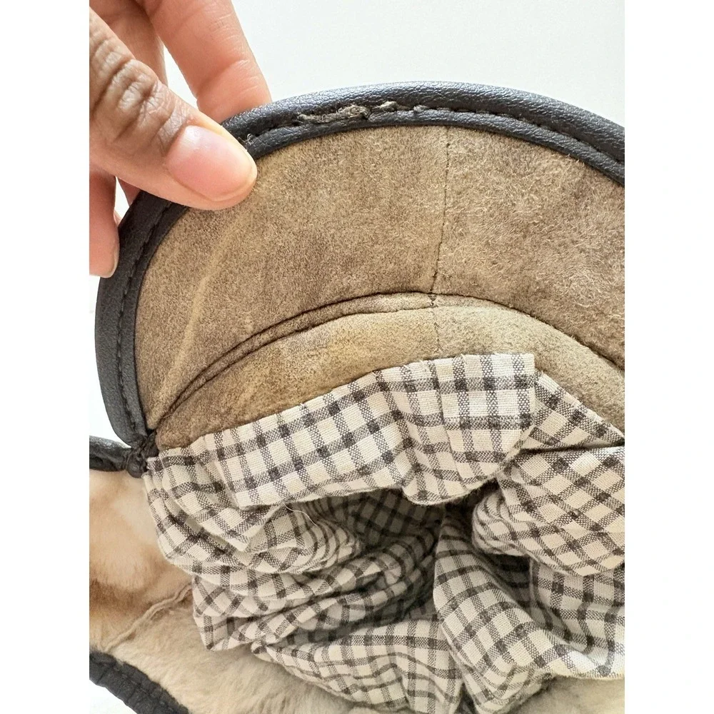 Vintage Hat Kids Toddler SHEARLING Sheepskin TRAPPER Suede Leather Aviator Pilot